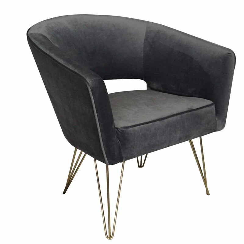 Fauteuil d'appoint en velours anti tache pieds dorés-Mazio - Image 17