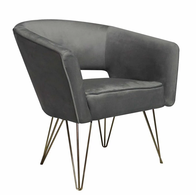 Fauteuil d'appoint en velours anti tache pieds dorés-Mazio - Image 18