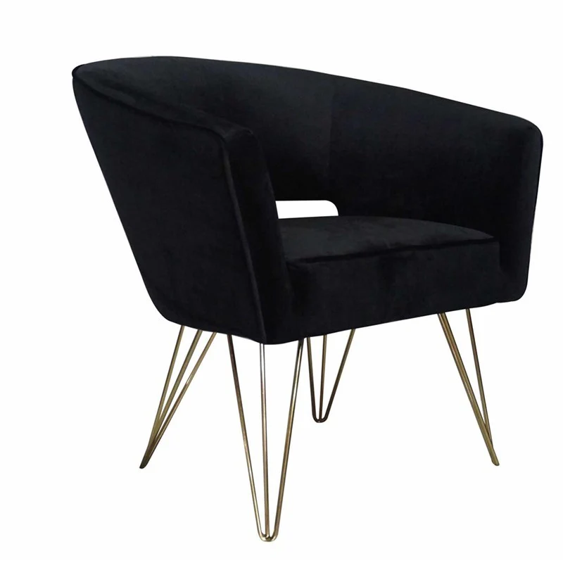 Fauteuil d'appoint en velours anti tache pieds dorés-Mazio - Image 19