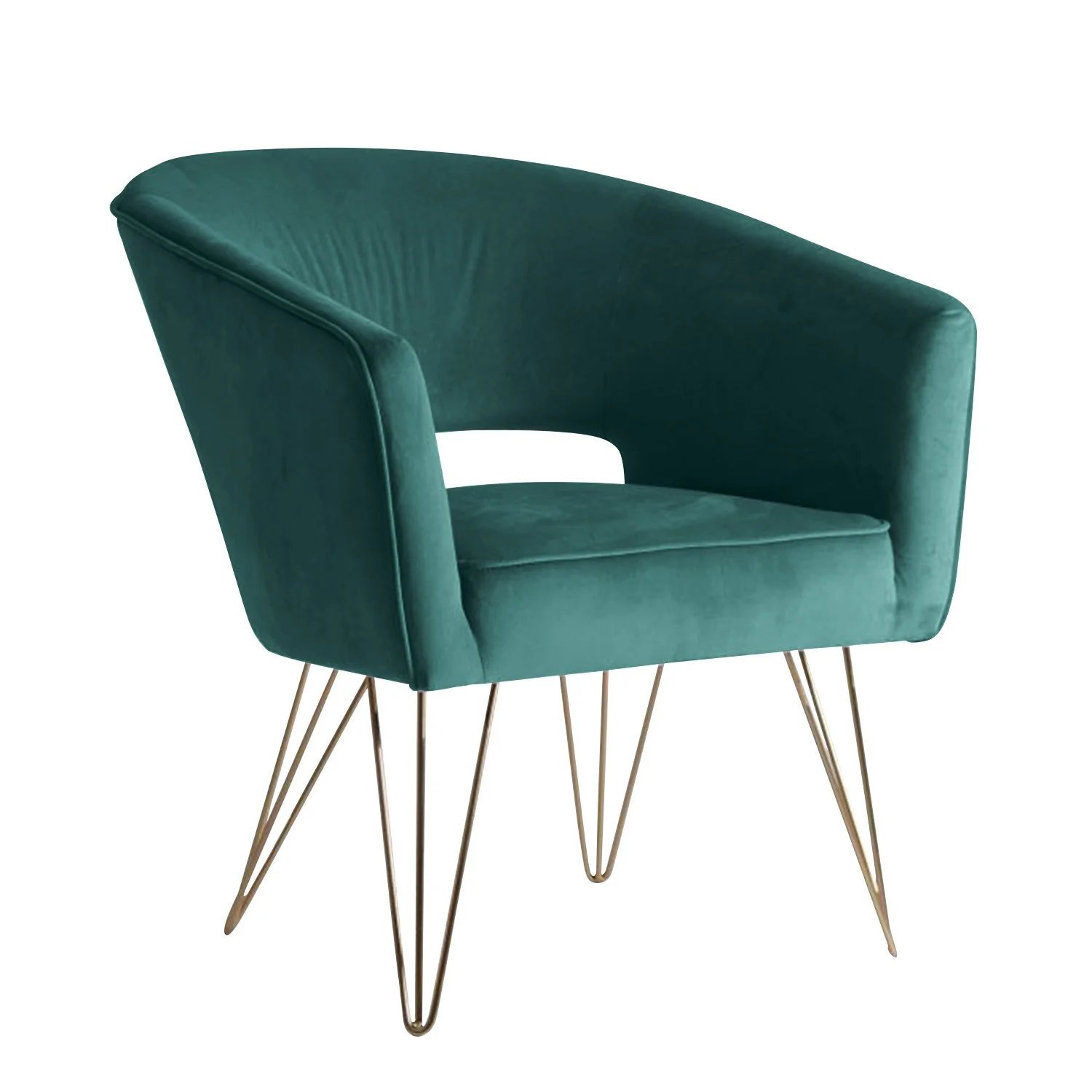 Fauteuil d'appoint en velours anti tache pieds dorés-Mazio - Image 22