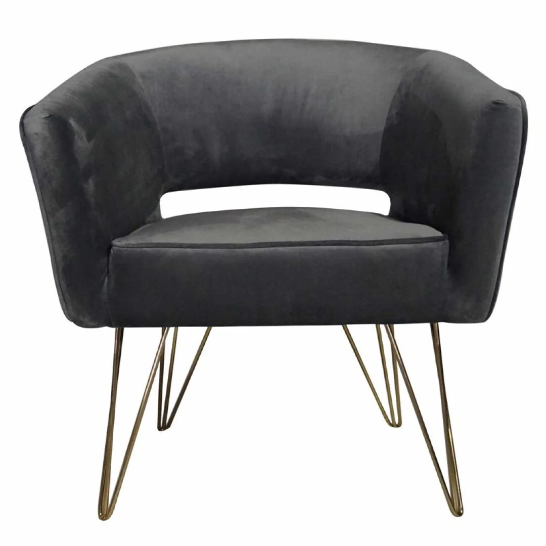 Fauteuil d'appoint en velours anti tache pieds dorés-Mazio - Image 3