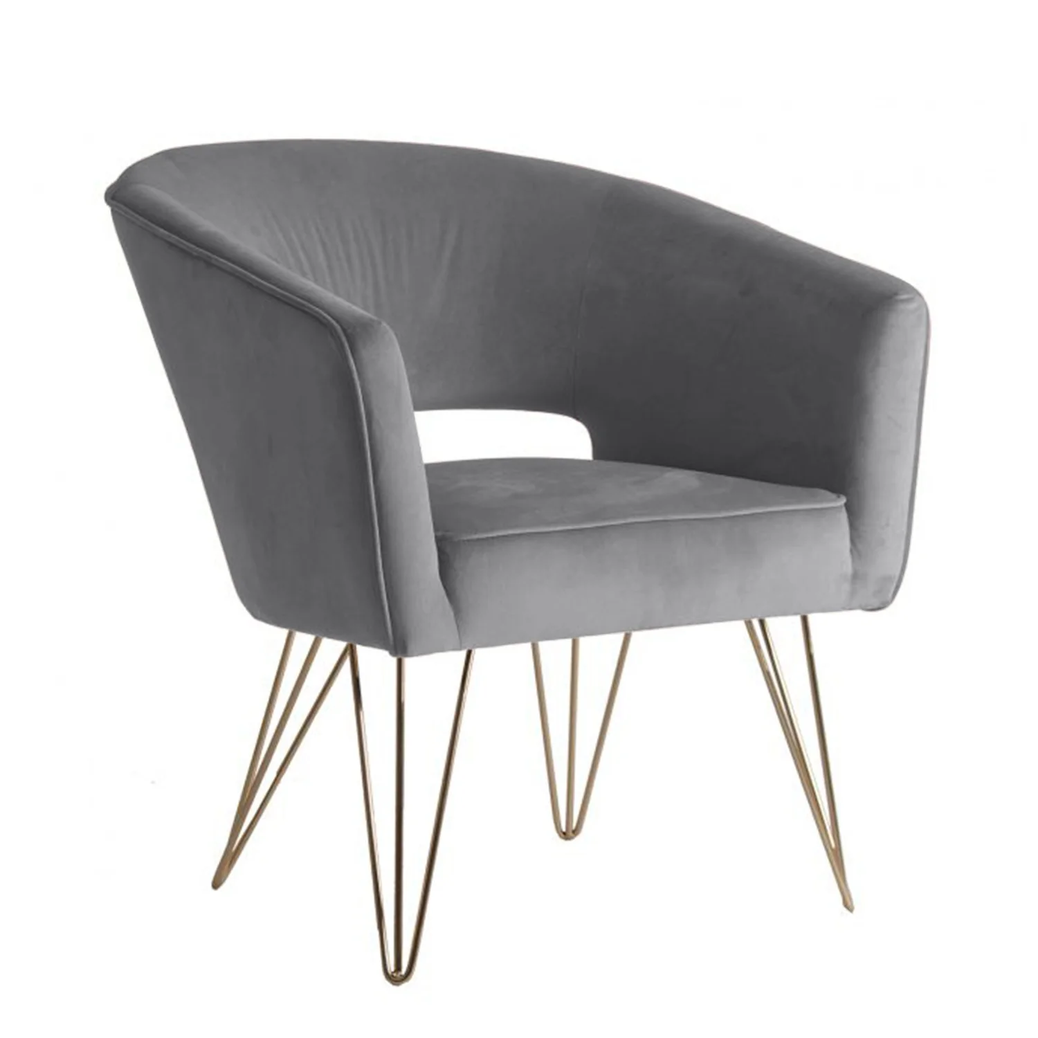 Fauteuil d'appoint en velours anti tache pieds dorés-Mazio - Image 38