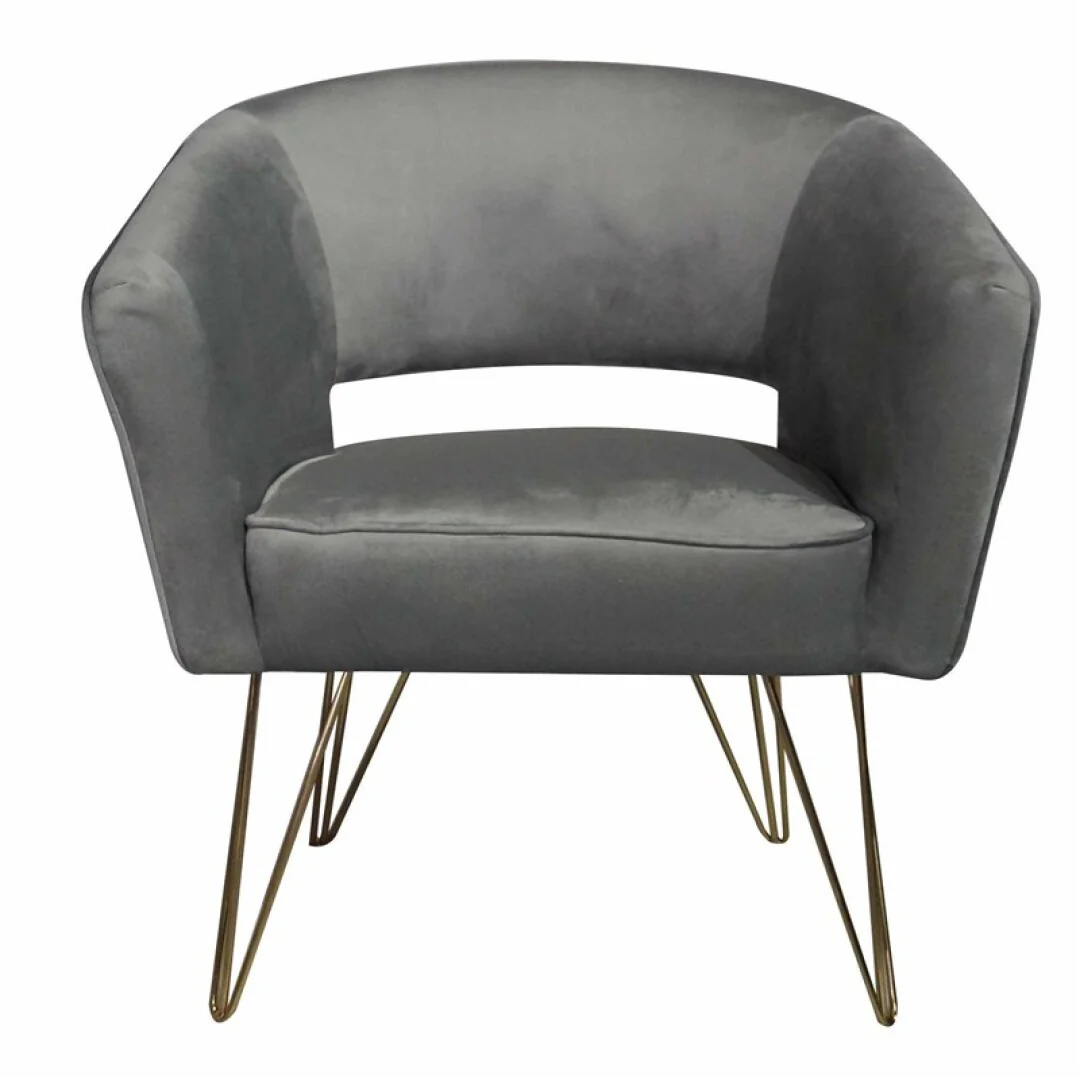 Fauteuil d'appoint en velours anti tache pieds dorés-Mazio - Image 4