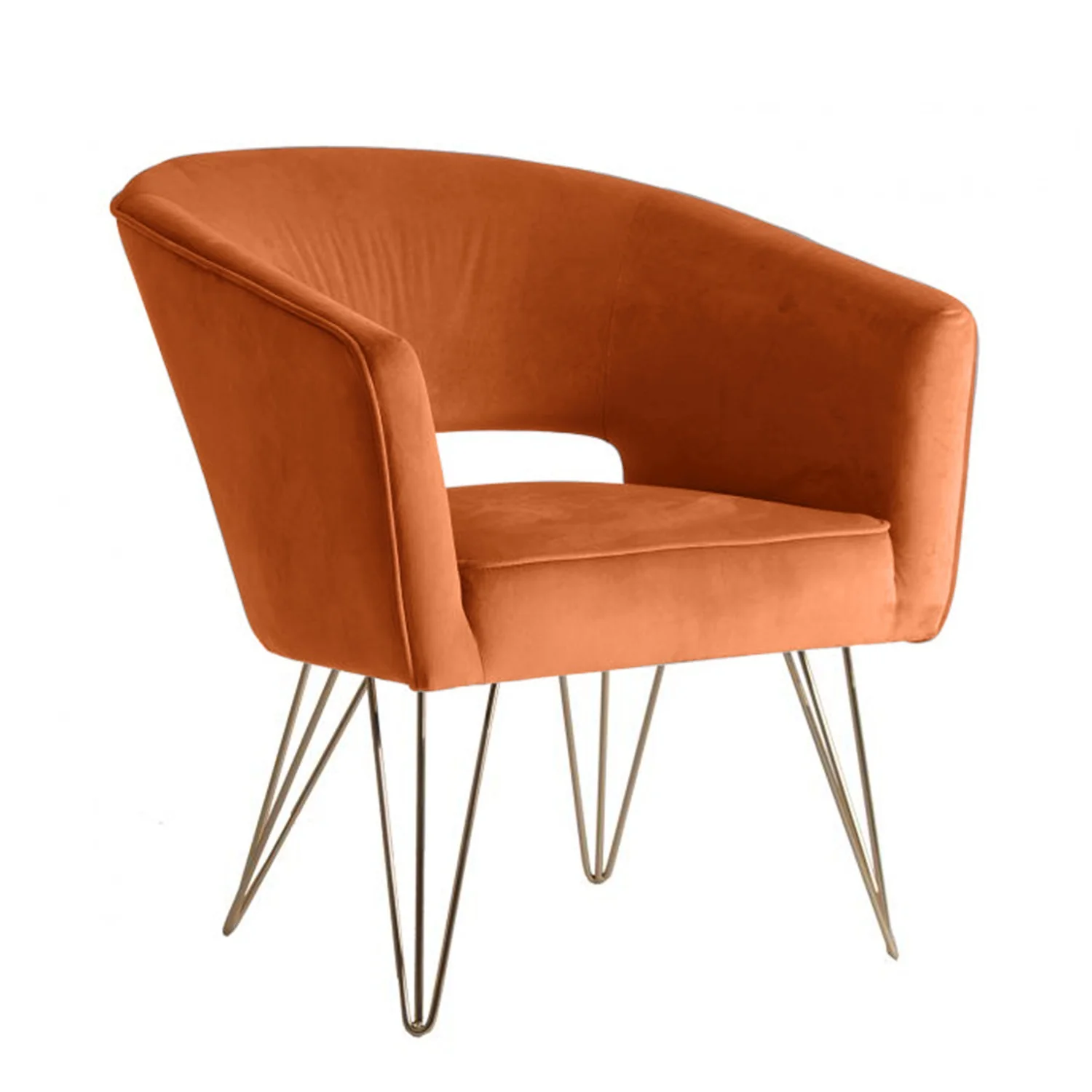 Fauteuil d'appoint en velours anti tache pieds dorés-Mazio - Image 41