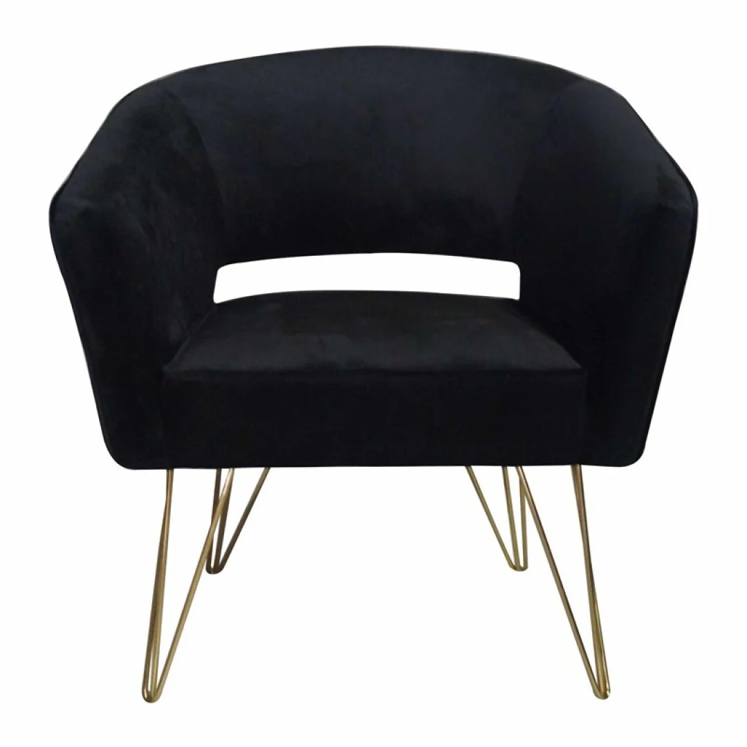 Fauteuil d'appoint en velours anti tache pieds dorés-Mazio - Image 5