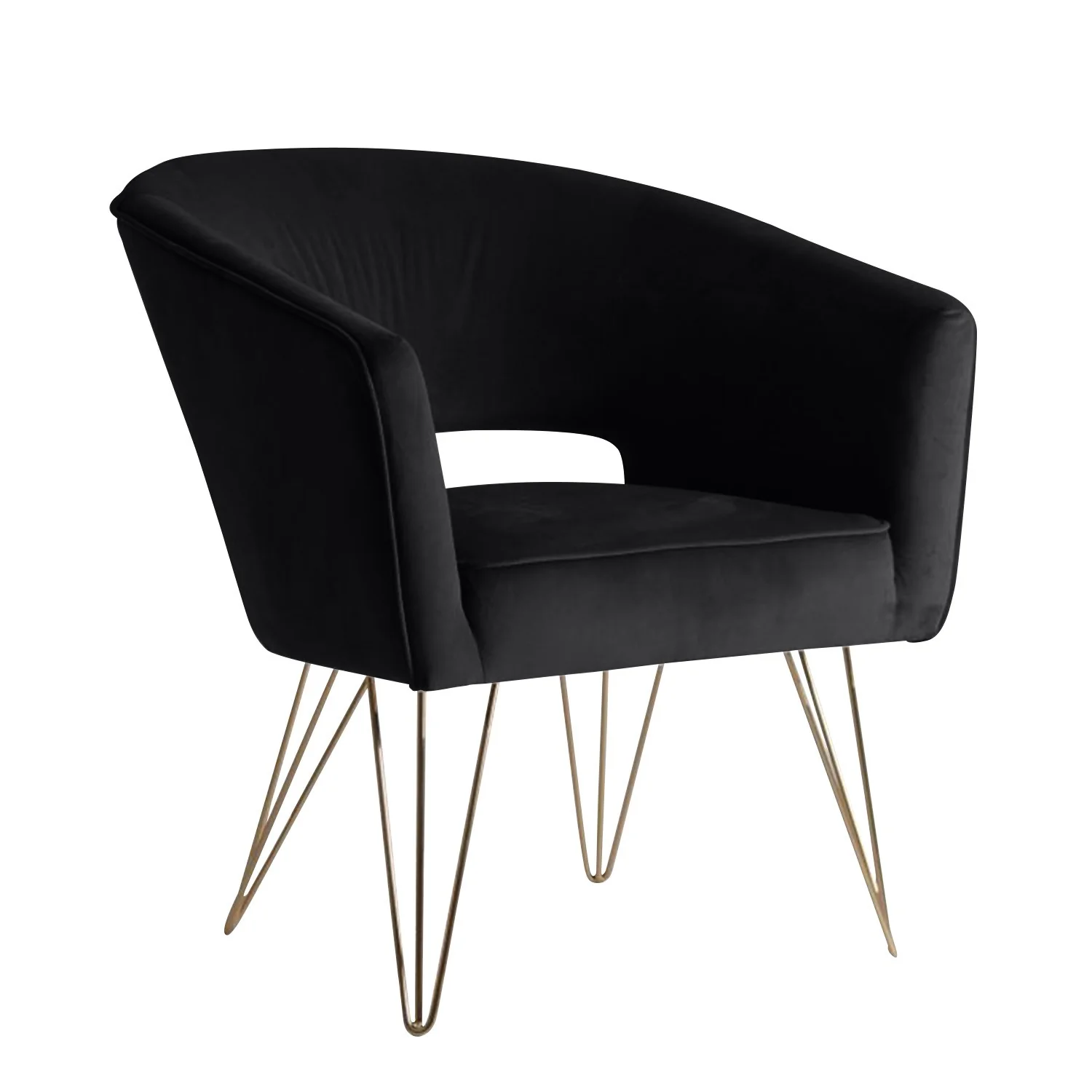 Fauteuil d'appoint en velours anti tache pieds dorés-Mazio - Image 65