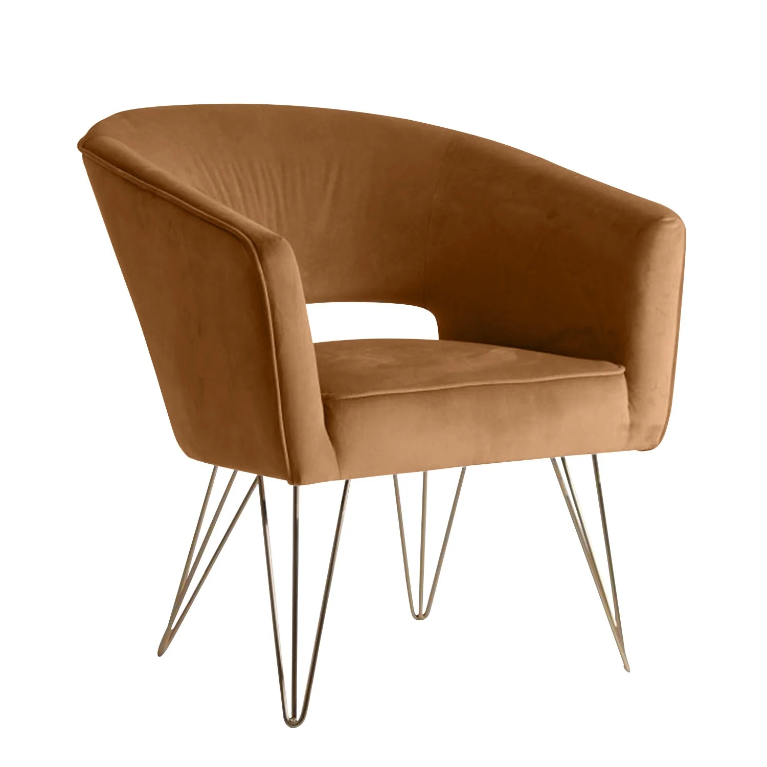 Fauteuil d'appoint en velours anti tache pieds dorés-Mazio - Image 66