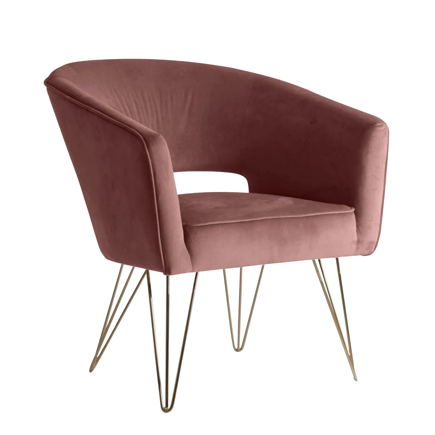 Fauteuil d'appoint en velours anti tache pieds dorés-Mazio - Image 67