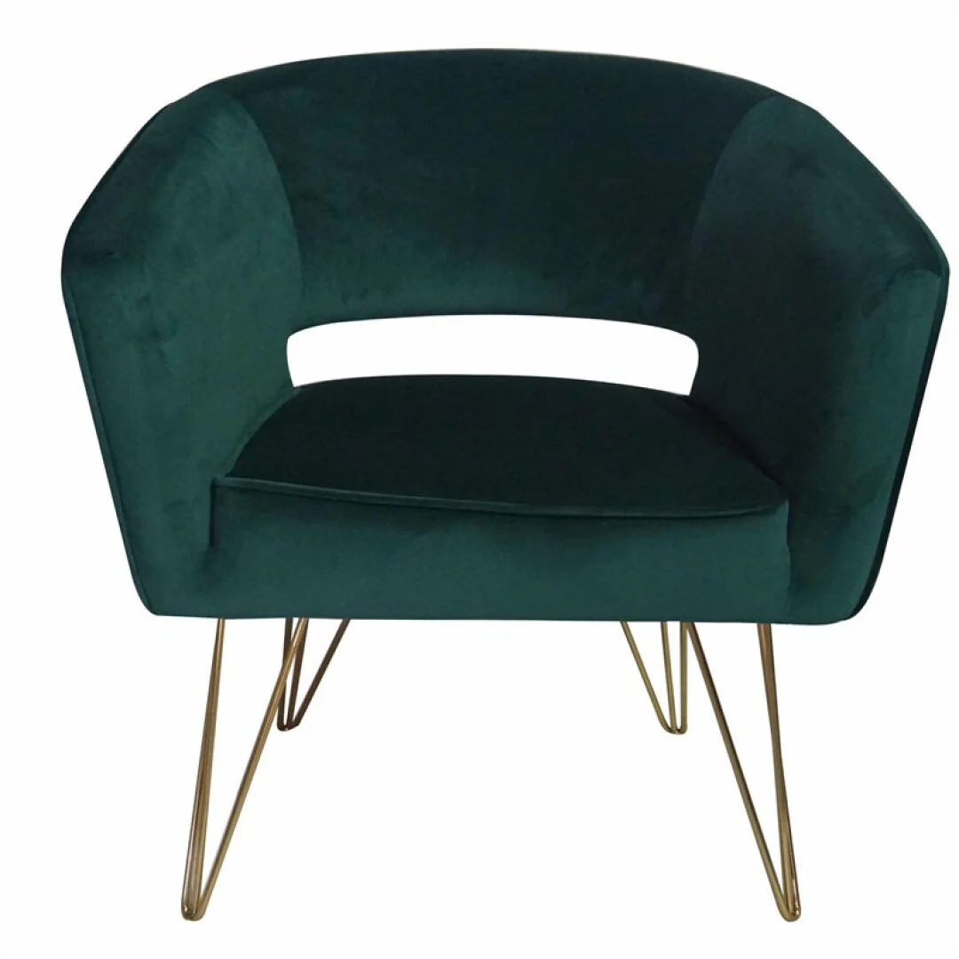 Fauteuil d'appoint en velours anti tache pieds dorés-Mazio - Image 7