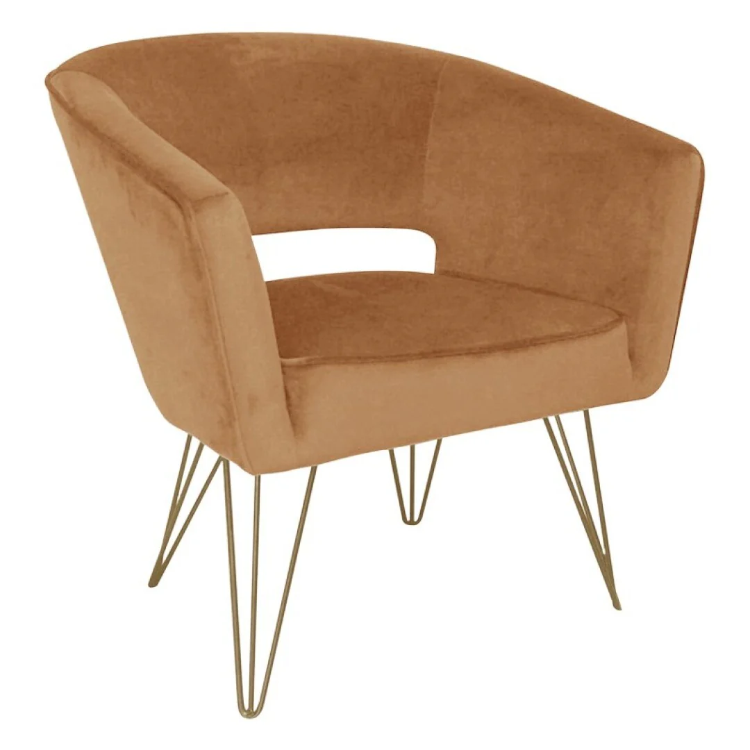 Fauteuil d'appoint en velours anti tache pieds dorés-Mazio - Image 8