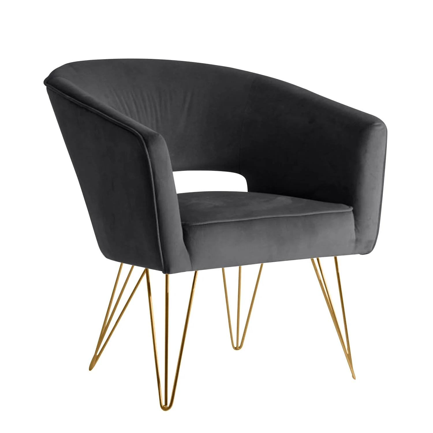 Fauteuil d'appoint en velours anti tache pieds dorés-Mazio - Image 89