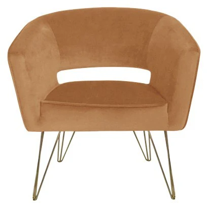 Fauteuil d'appoint en velours anti tache pieds dorés-Mazio - Image 9