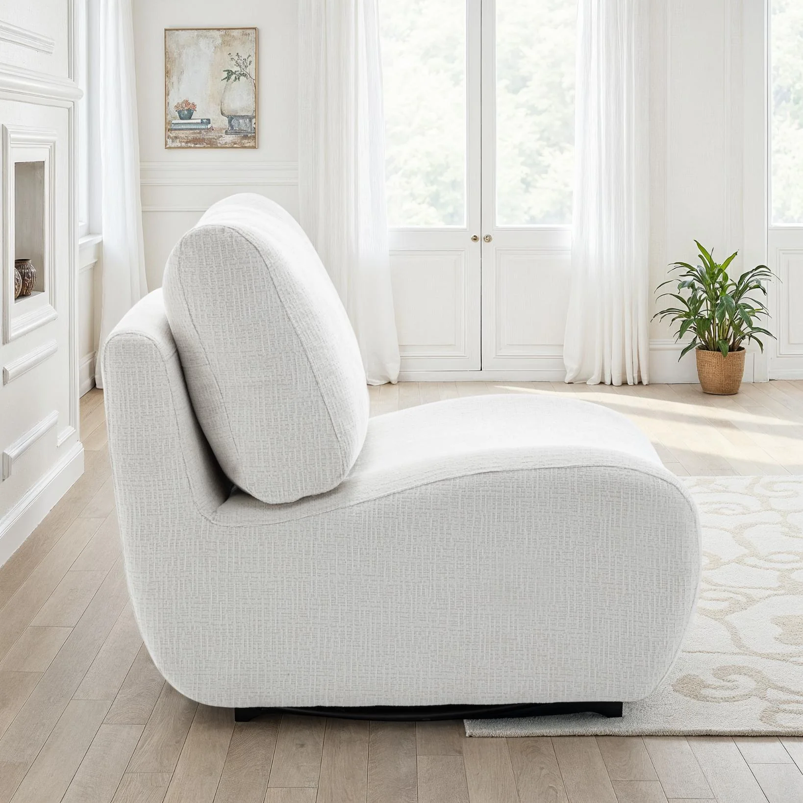 Fauteuil pivotant en tissu anti tache, 81x94xH82CM - CHARLIE - Image 4