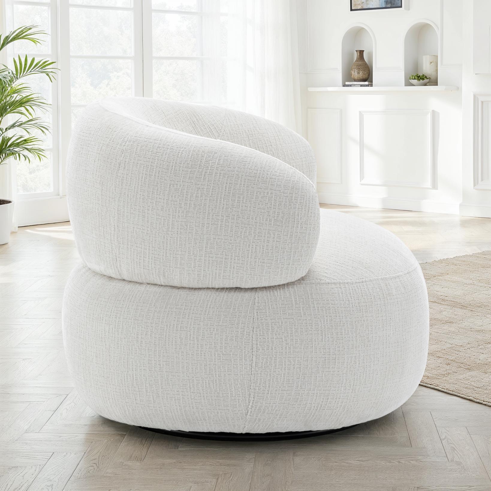 Fauteuil pivotant en tissu anti tache, 82x85xH75CM - ORLANE - Image 3