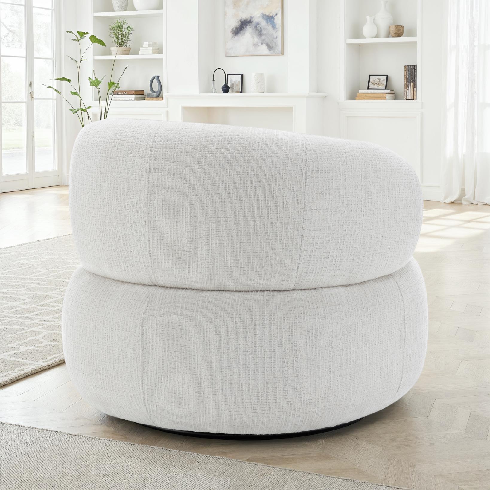 Fauteuil pivotant en tissu anti tache, 82x85xH75CM - ORLANE - Image 4