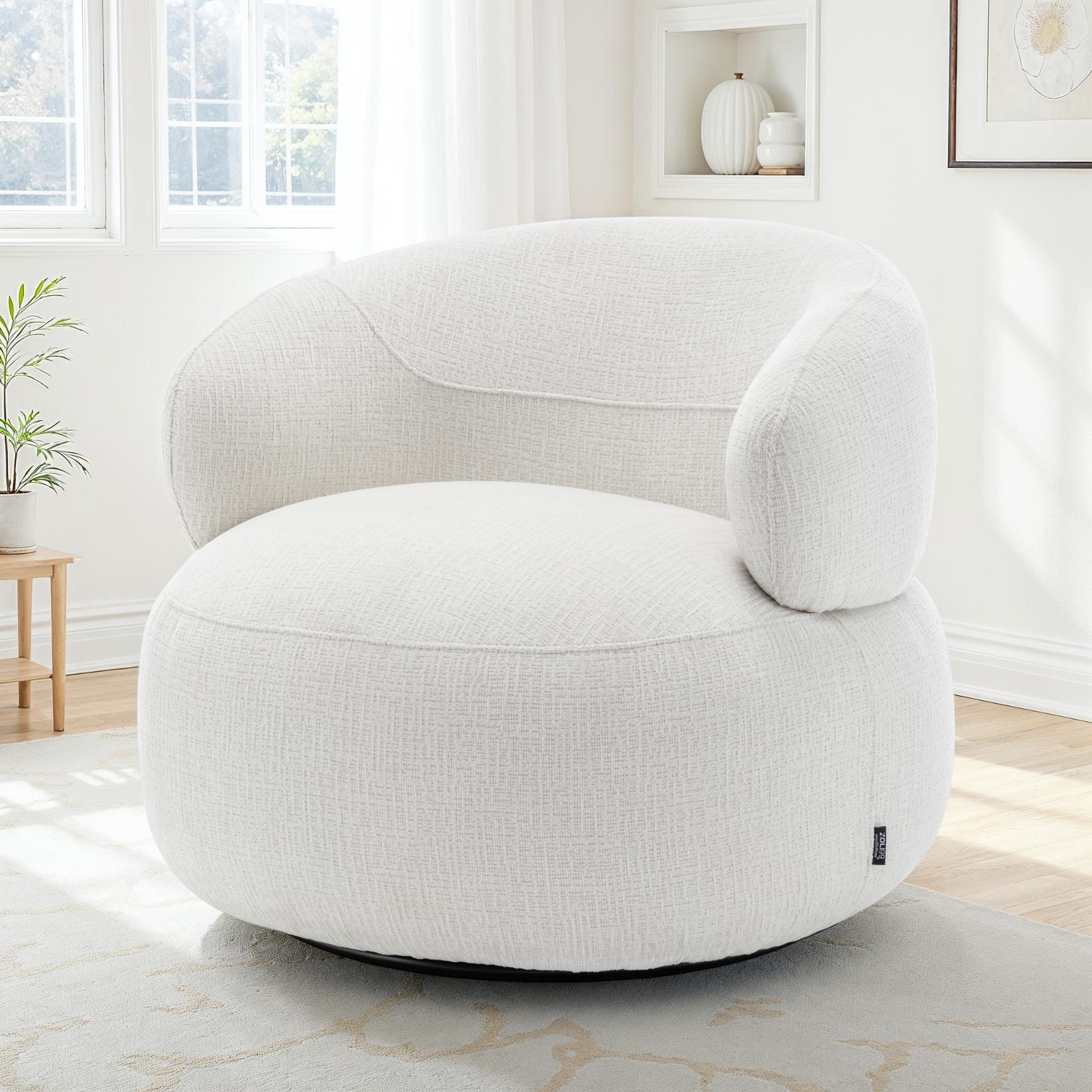 Fauteuil pivotant en tissu anti tache, 82x85xH75CM - ORLANE - Image 5