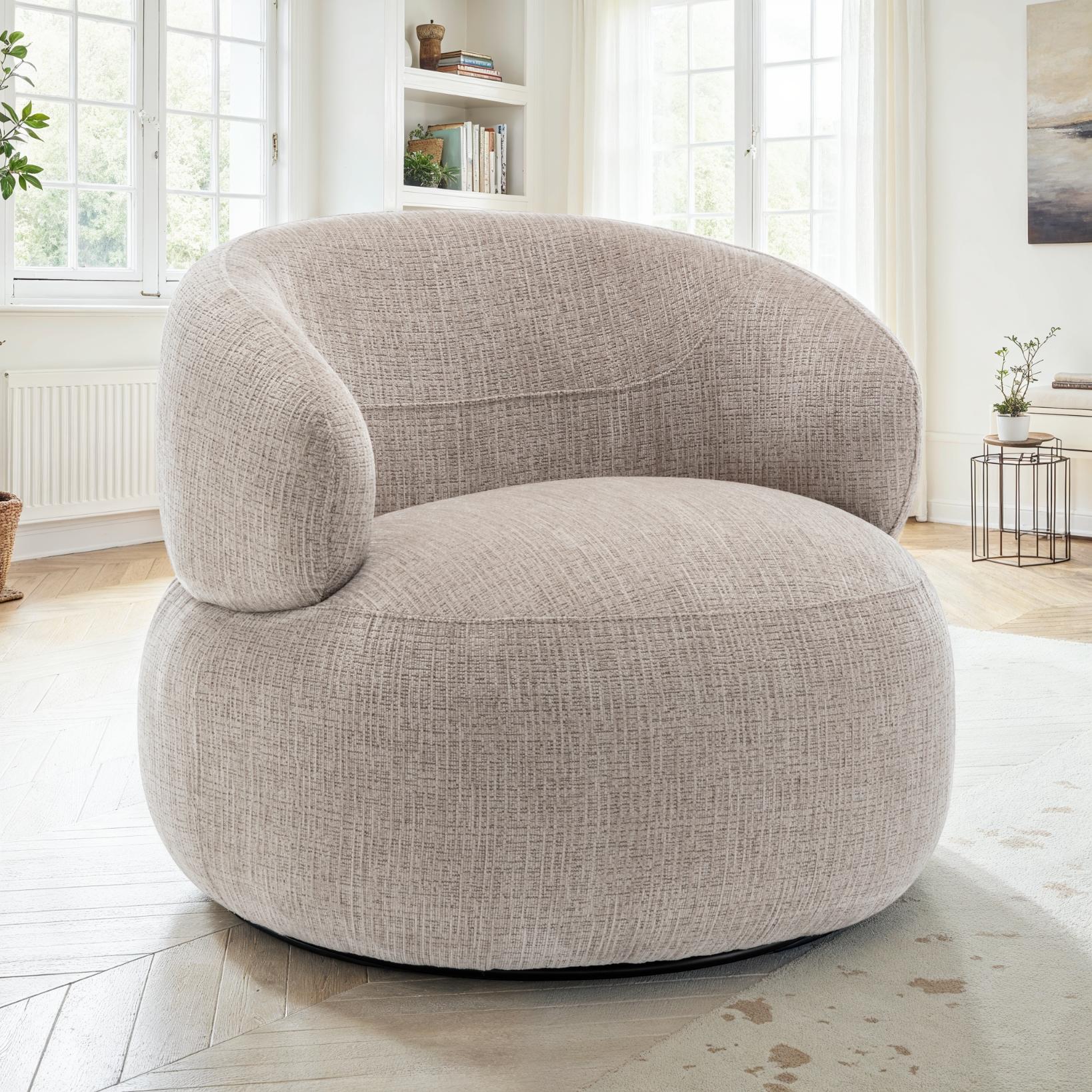 Fauteuil pivotant en tissu anti tache, 82x85xH75CM - ORLANE - Image 7