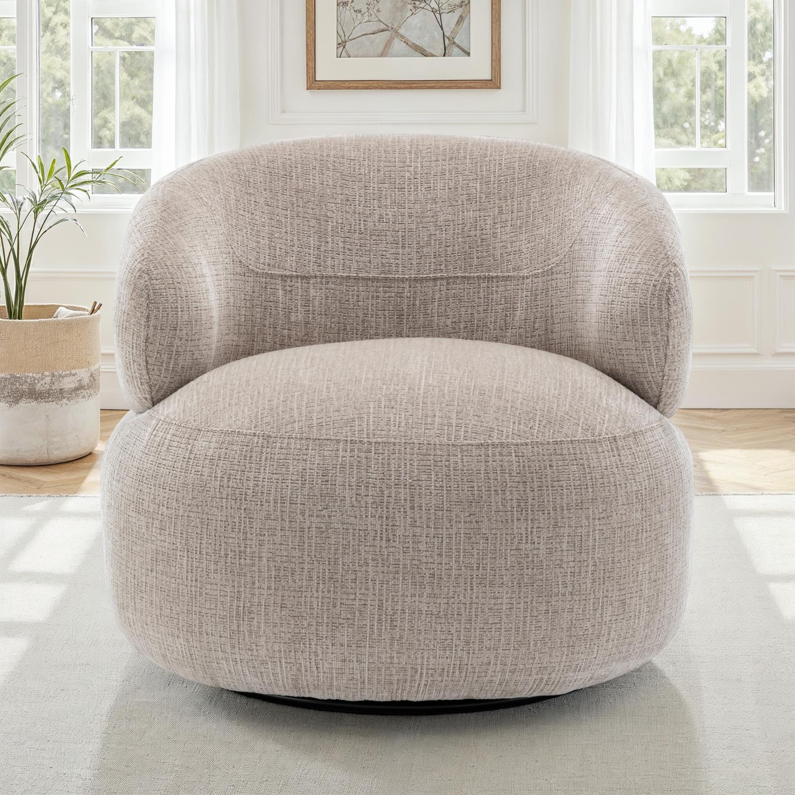 Fauteuil pivotant en tissu anti tache, 82x85xH75CM - ORLANE - Image 8