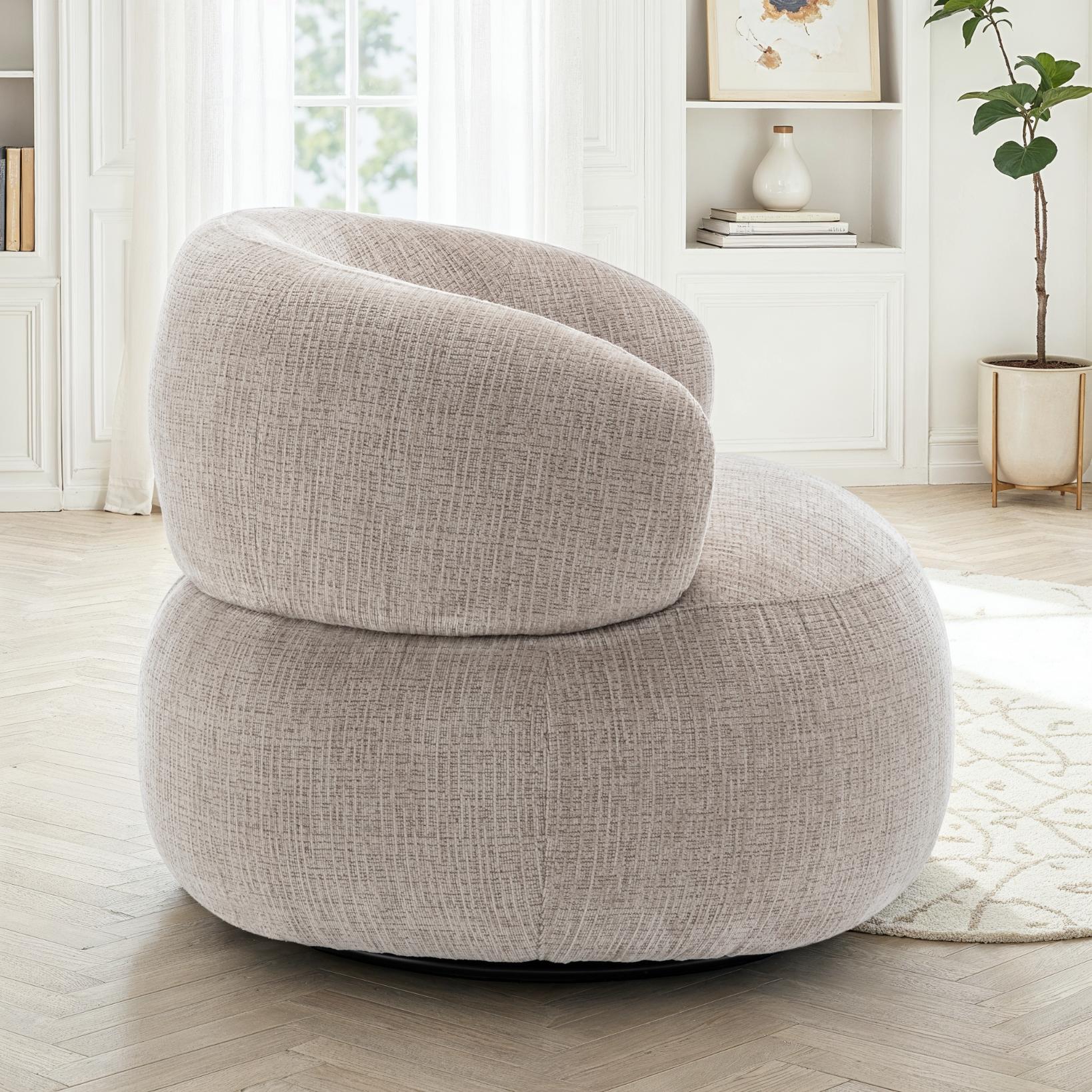 Fauteuil pivotant en tissu anti tache, 82x85xH75CM - ORLANE - Image 9