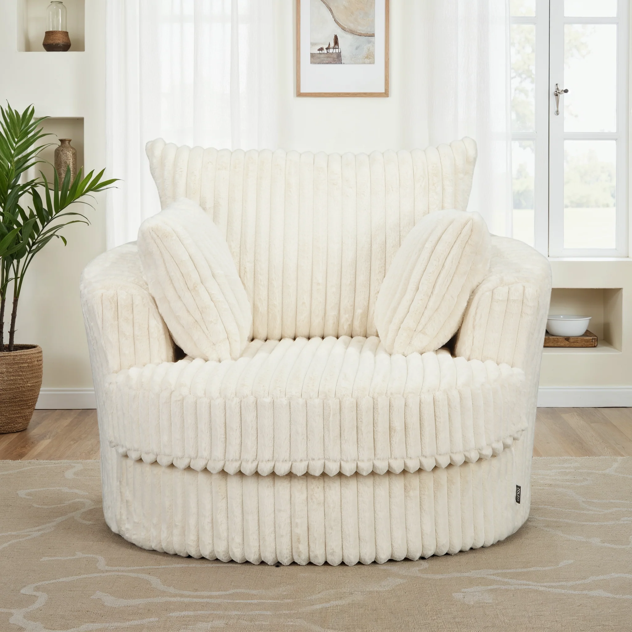 Fauteuil pivotant en velours, D113xH94CM - OLIVIA - Image 27