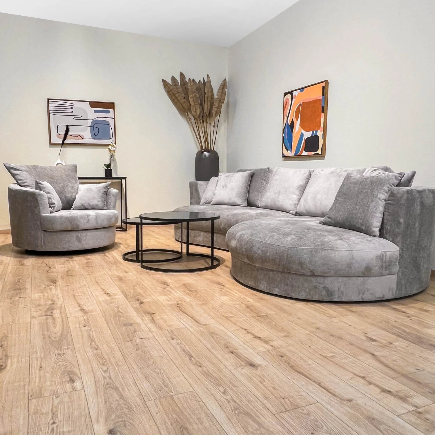 Fauteuil pivotant en velours, D113xH94CM - OLIVIA - Image 5