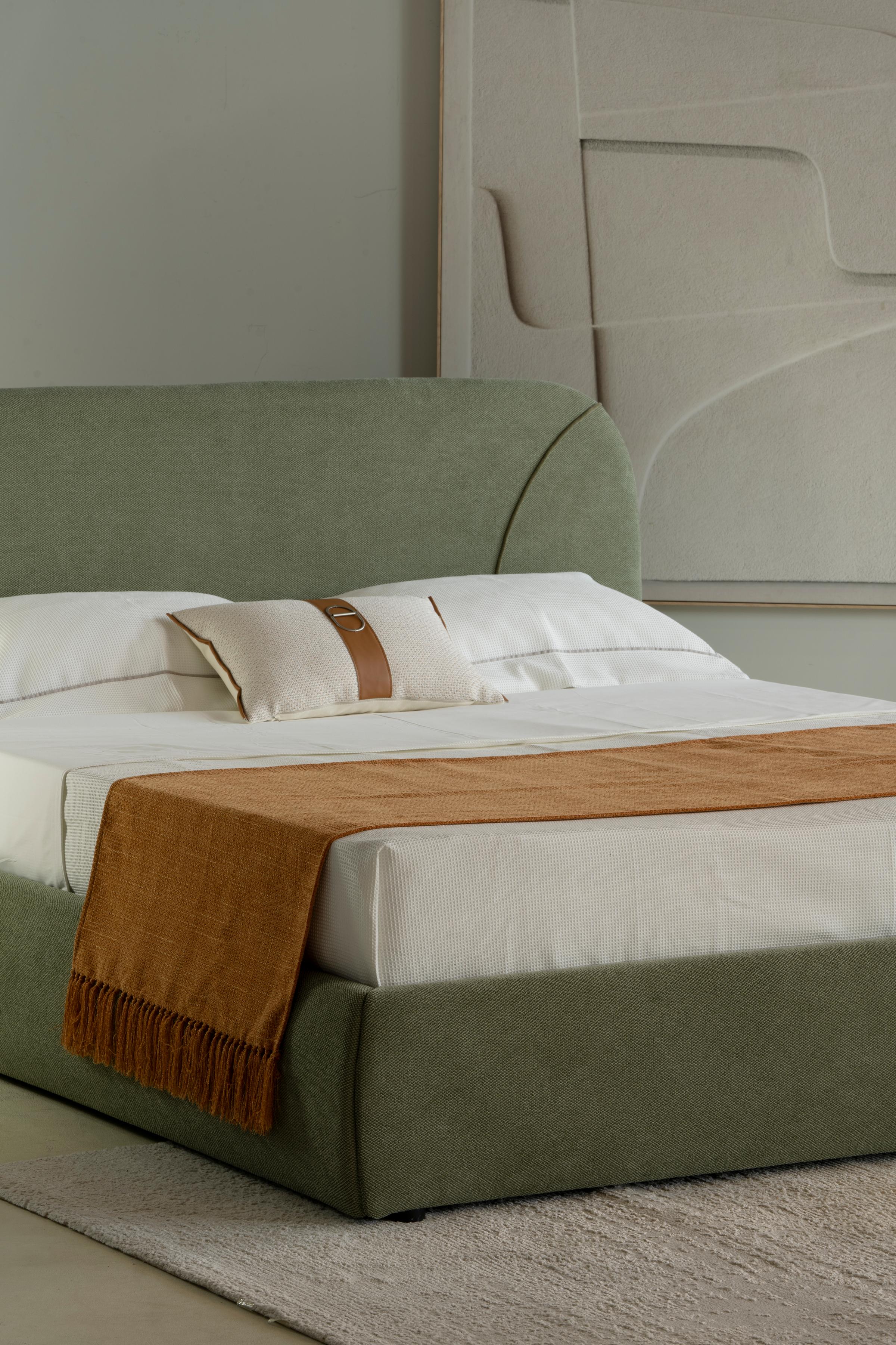 Lit en tissu vert avec sommier Softy - Image 11