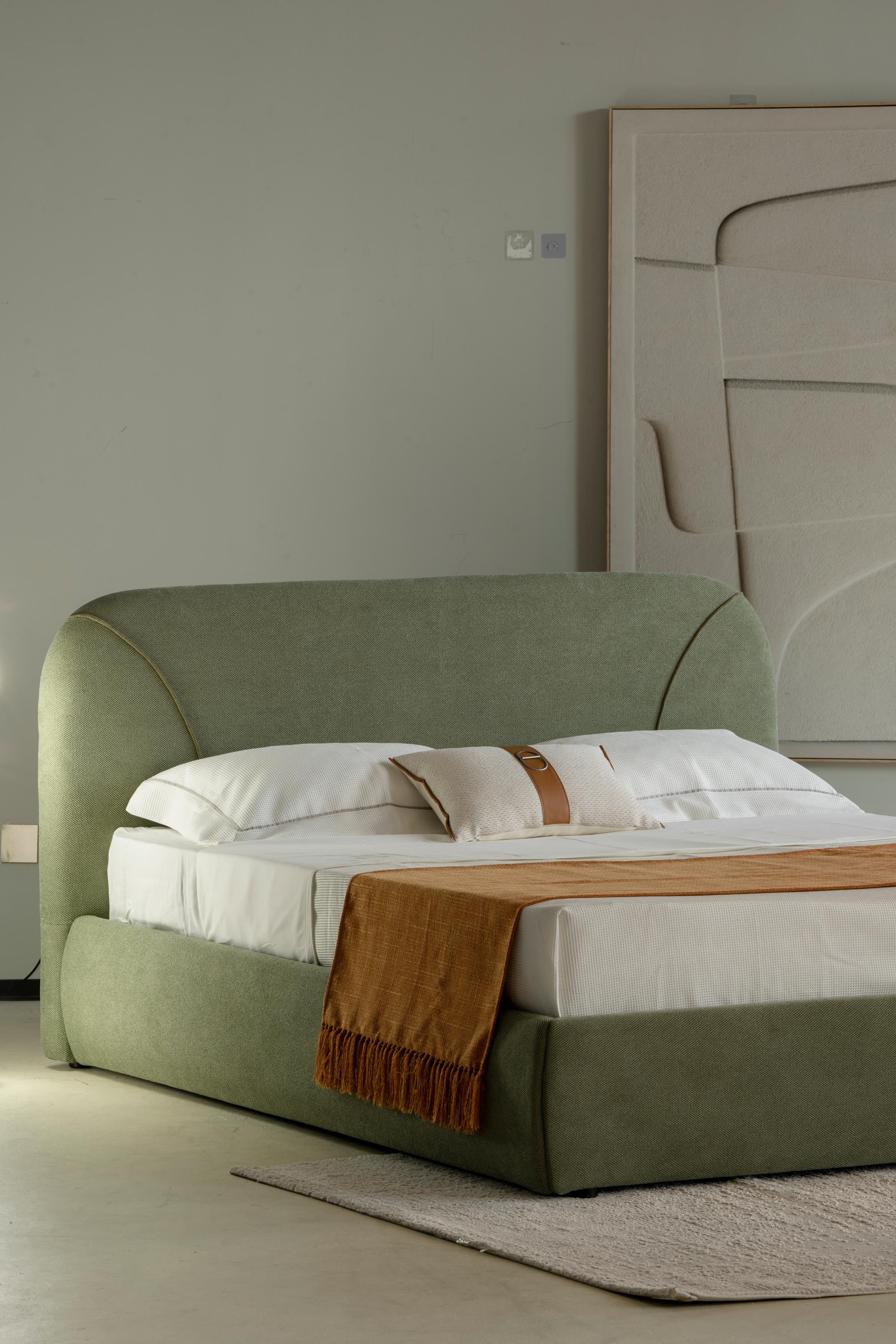 Lit en tissu vert avec sommier Softy - Image 12