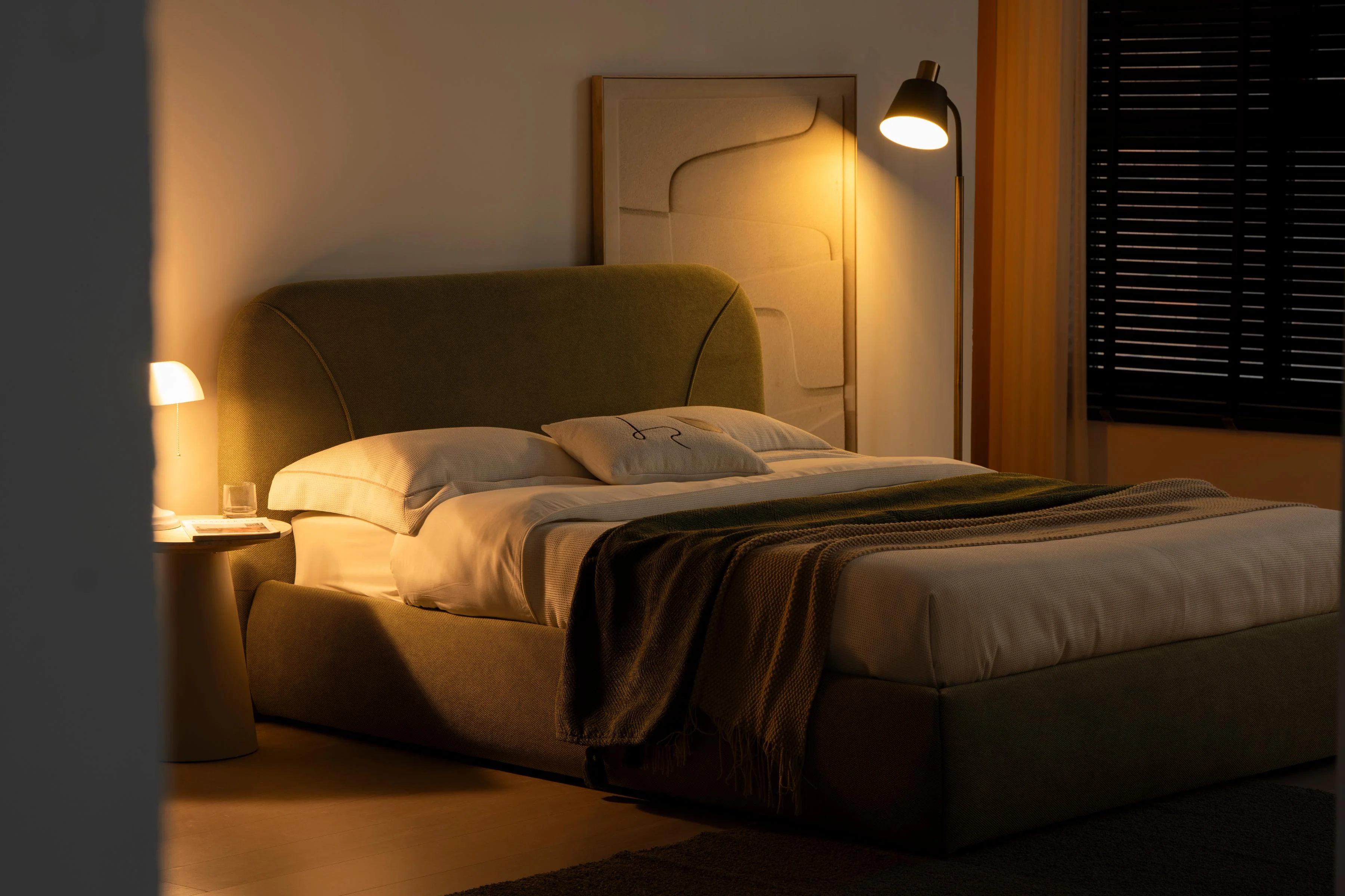 Lit en tissu vert avec sommier Softy - Image 14