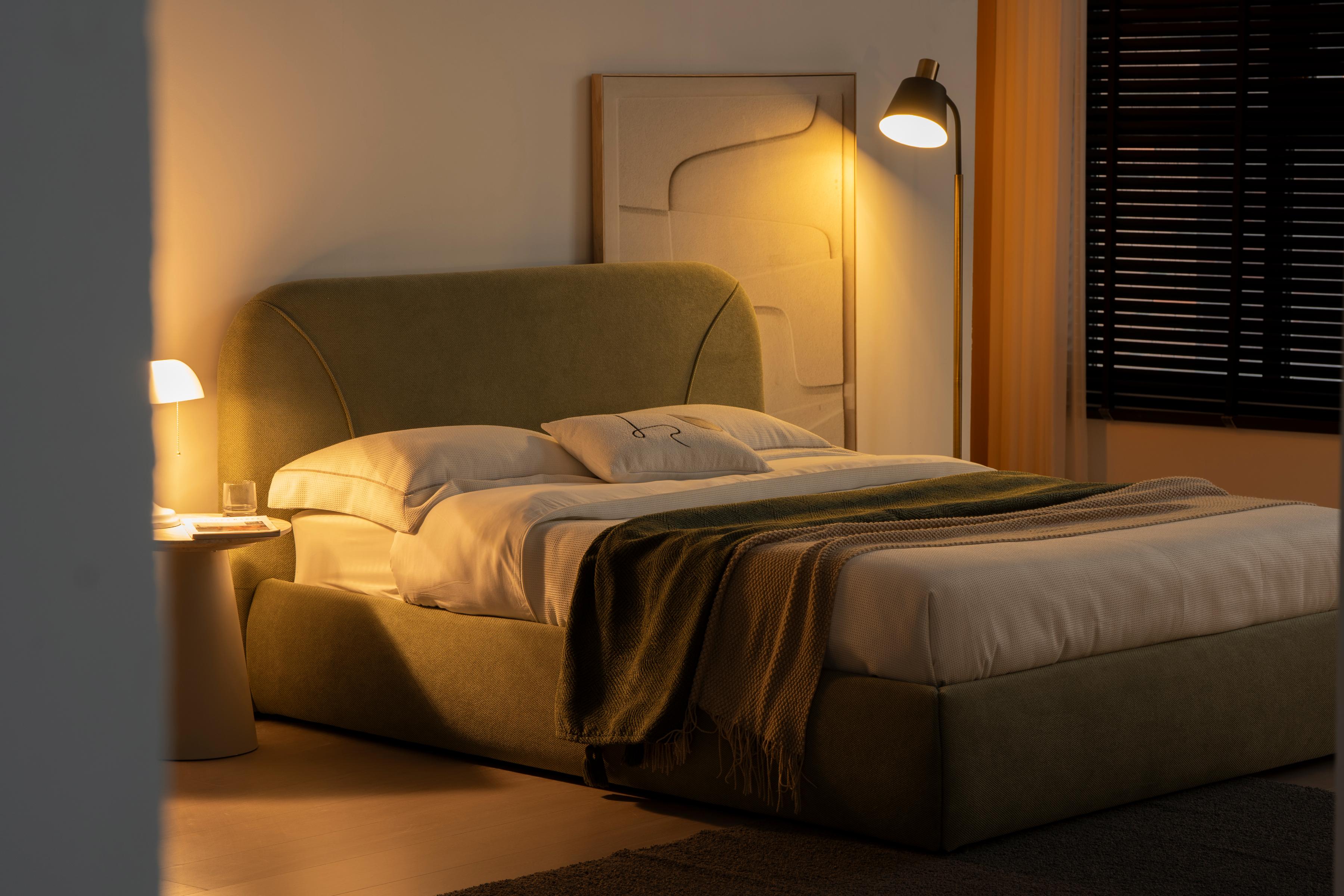 Lit en tissu vert avec sommier Softy - Image 15