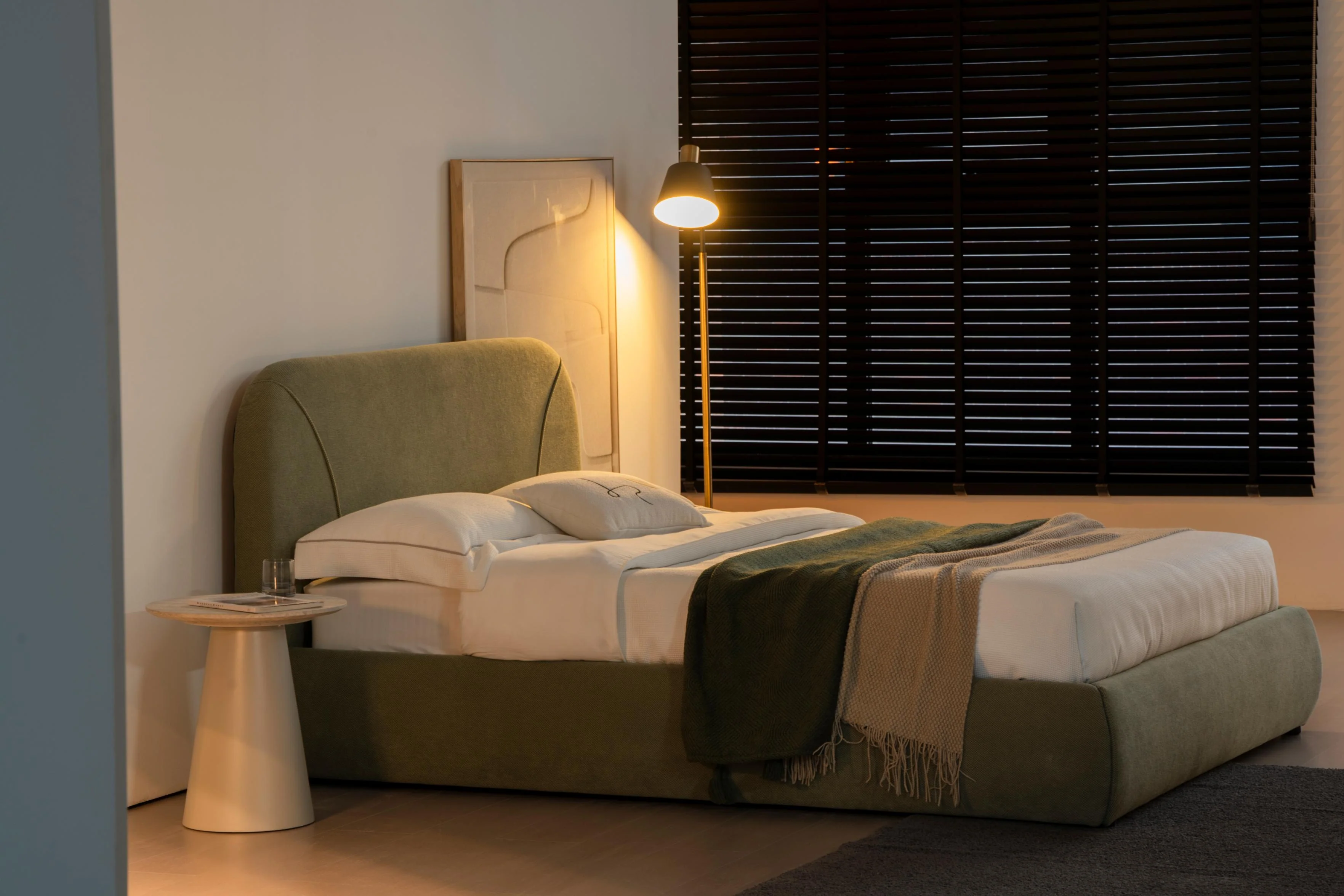 Lit en tissu vert avec sommier Softy - Image 16