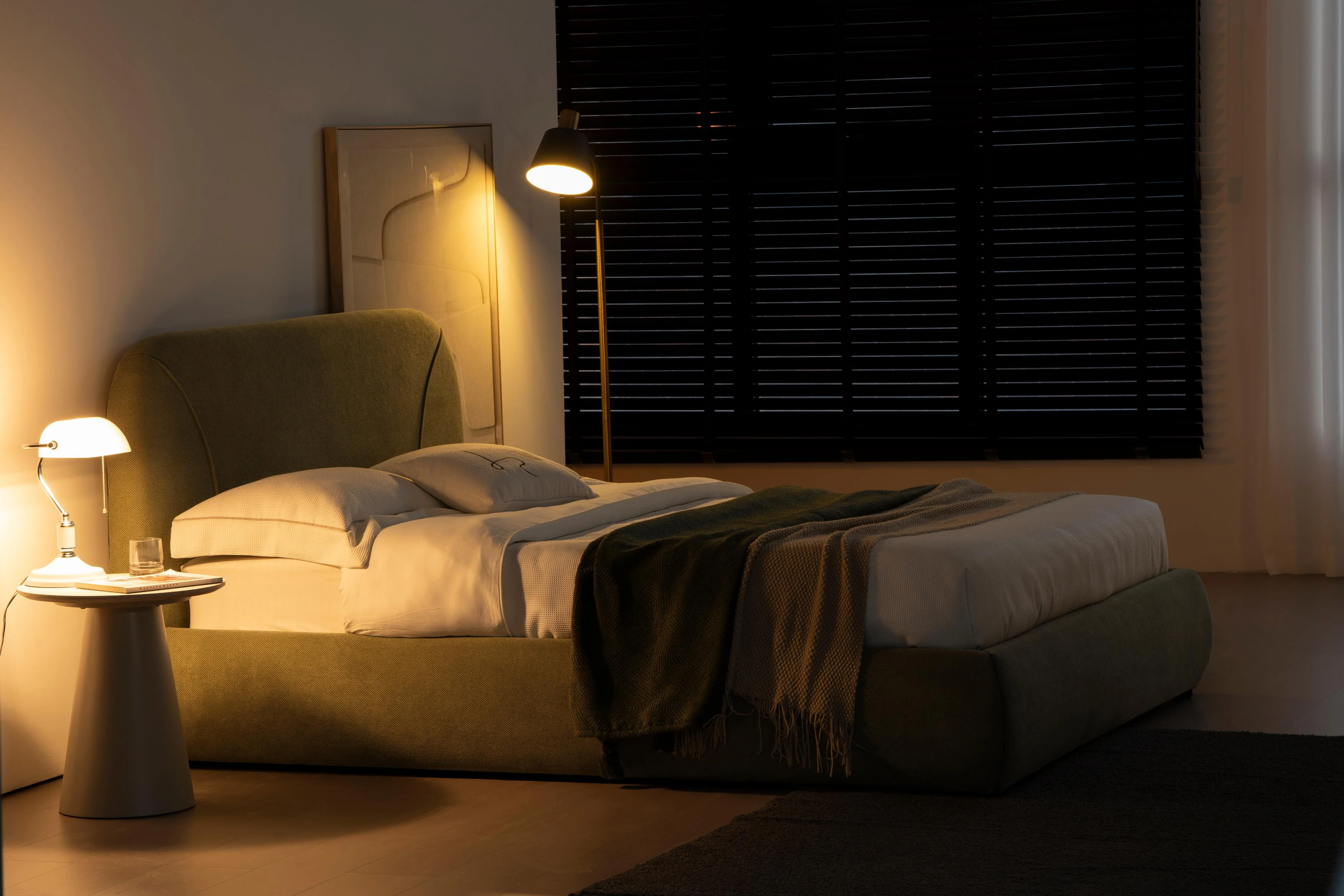 Lit en tissu vert avec sommier Softy - Image 17