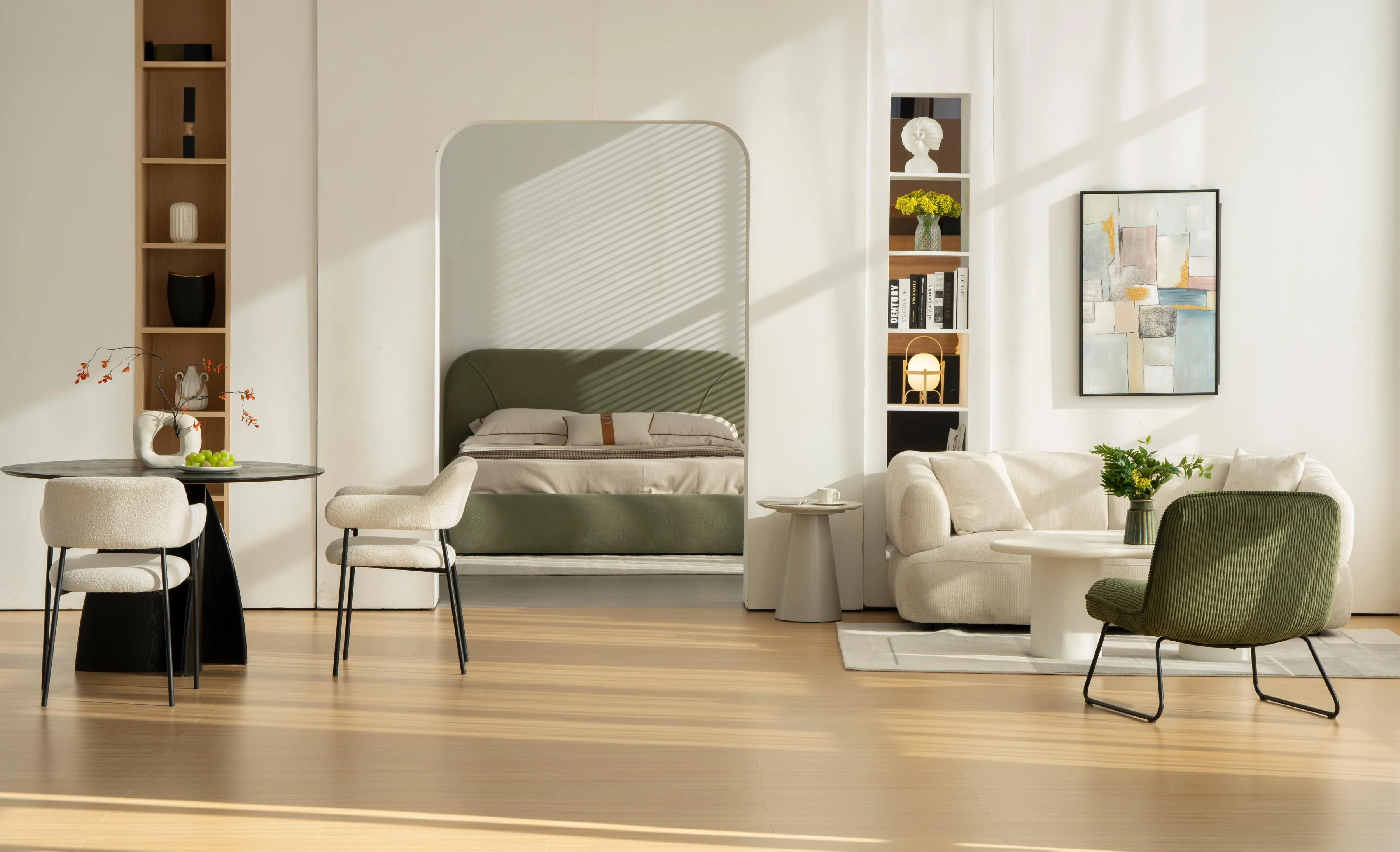 Lit en tissu vert avec sommier Softy - Image 20