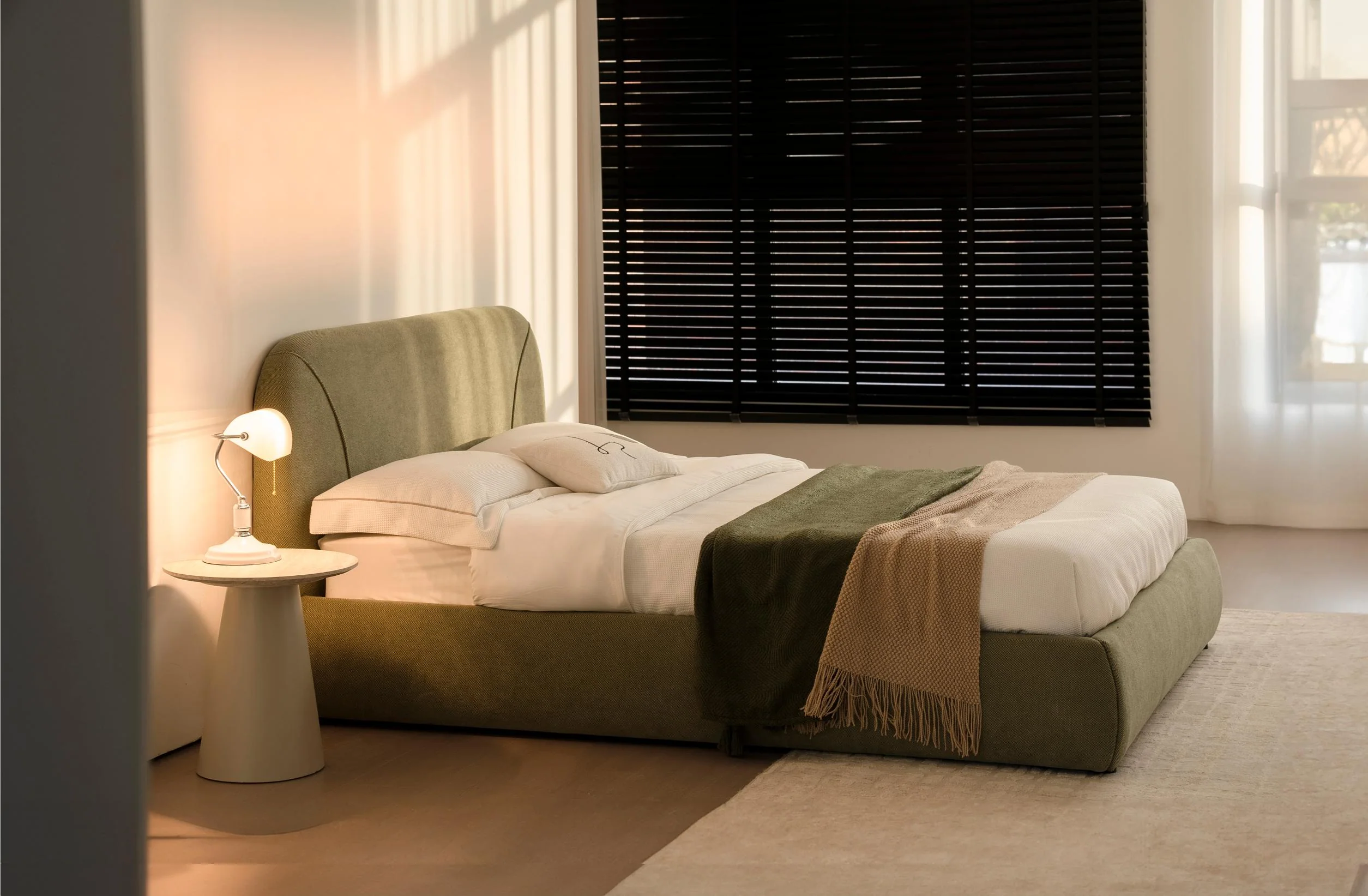 Lit en tissu vert avec sommier Softy - Image 4