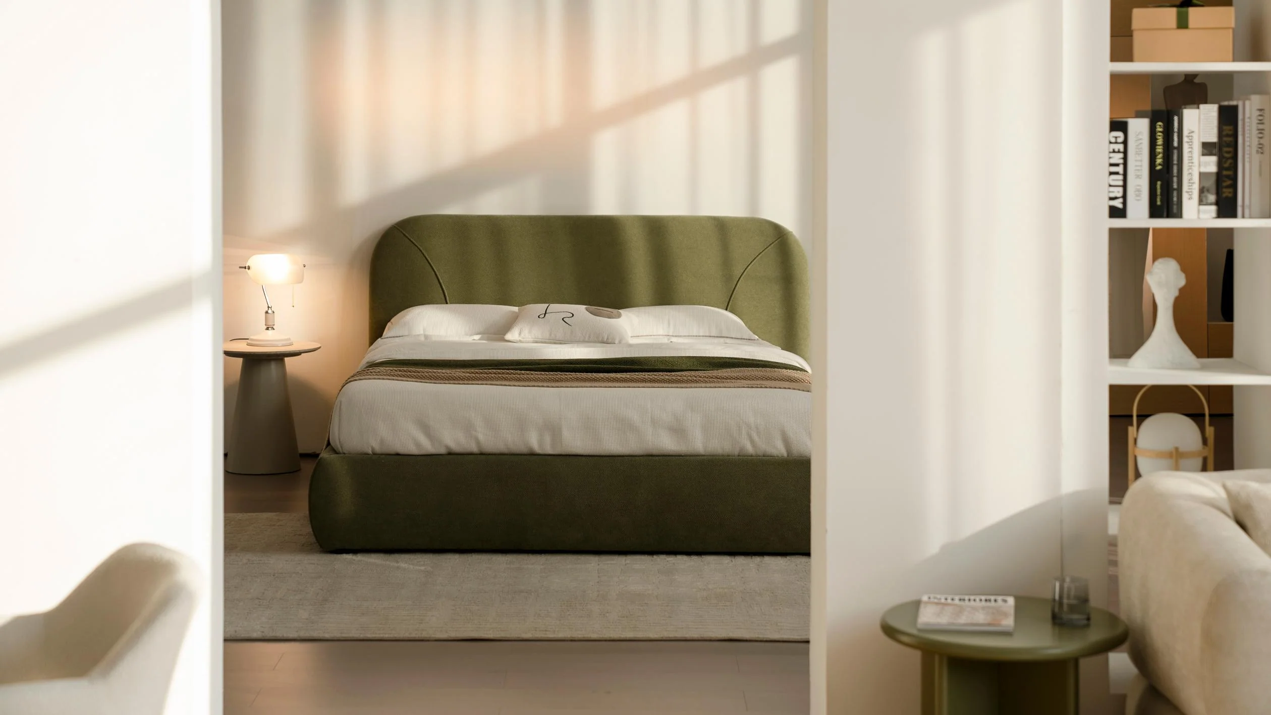 Lit en tissu vert avec sommier Softy - Image 6