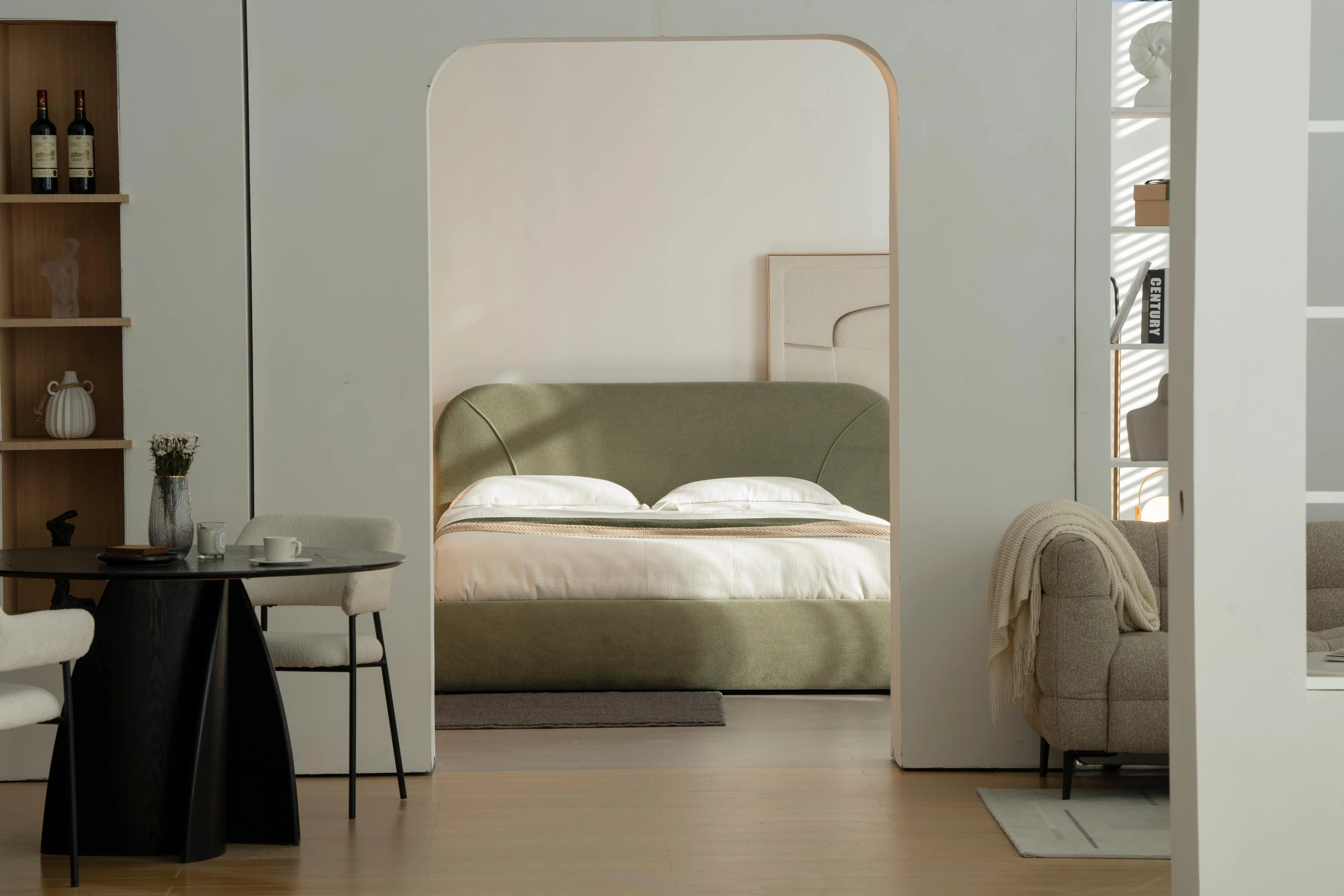 Lit en tissu vert avec sommier Softy - Image 7