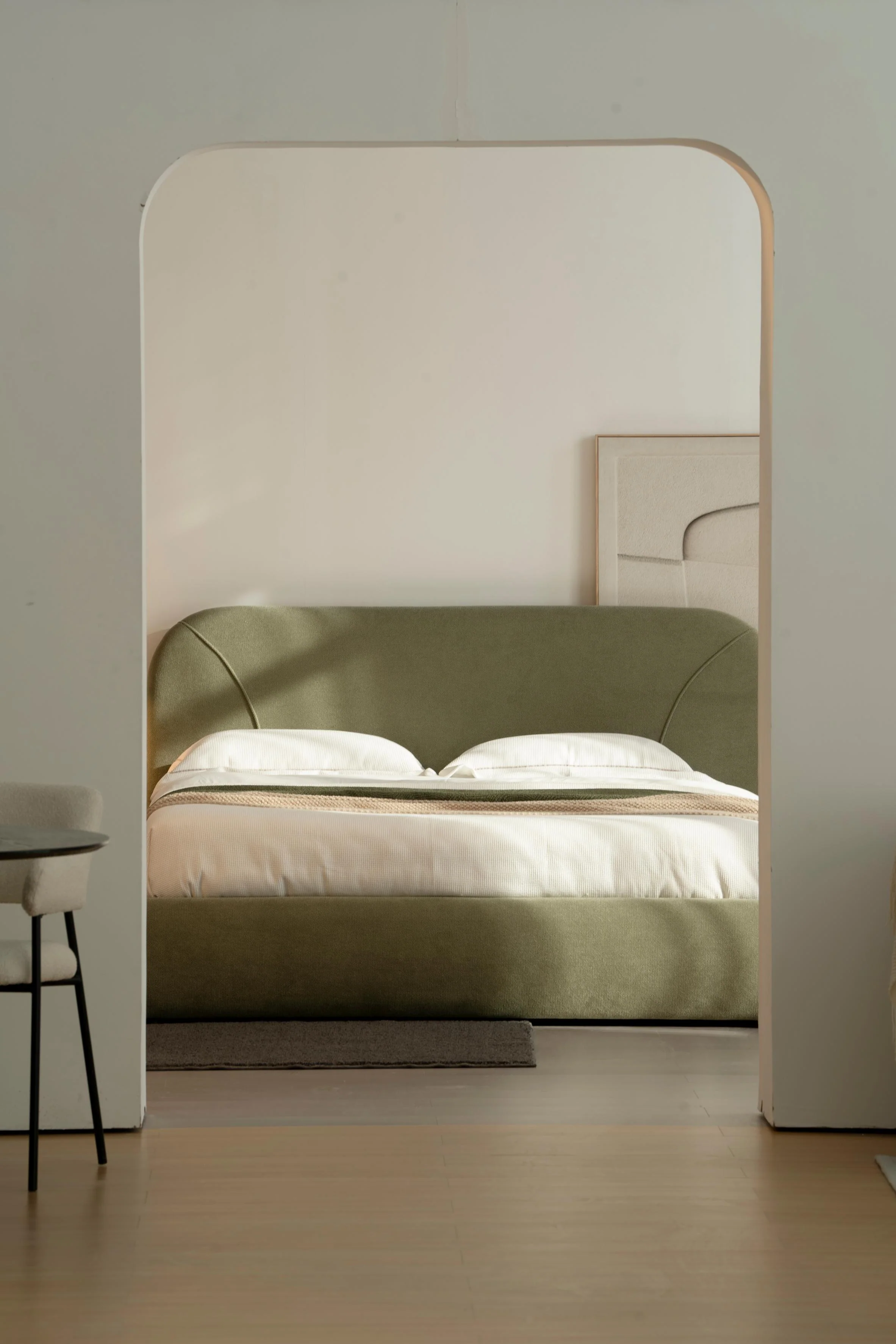 Lit en tissu vert avec sommier Softy - Image 8