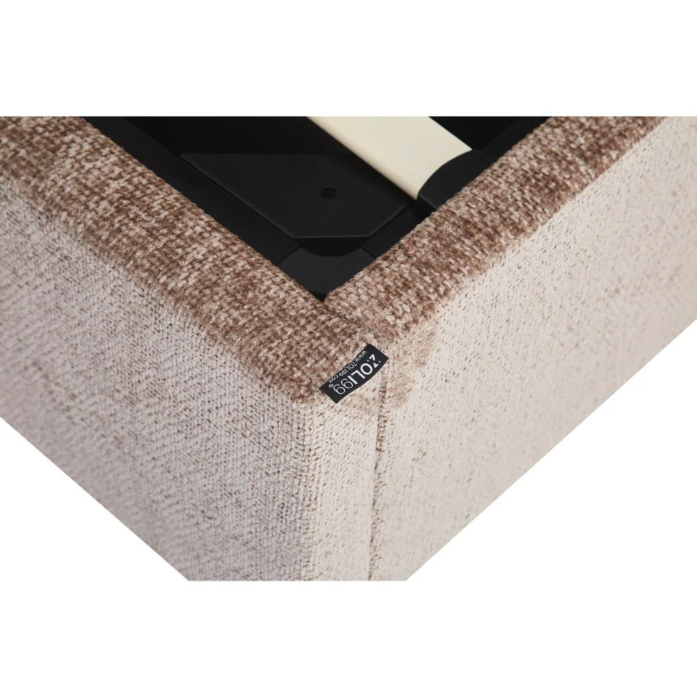 Lit double en tissu doux avec coffre rangement HAGA - Image 9