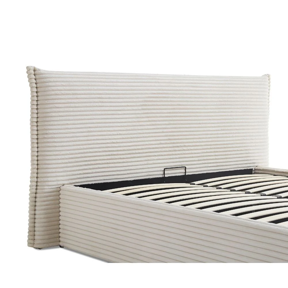 Lit double en tissu doux avec coffre rangement Vito - Image 7