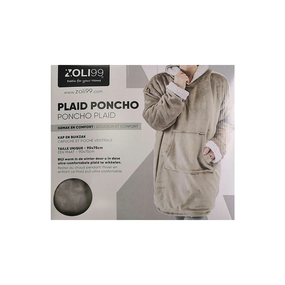 Plaid poncho adulte en fourrure double face, 90x75 CM - Image 3