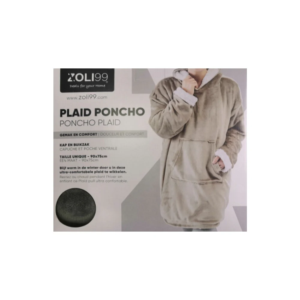 Plaid poncho adulte en fourrure double face, 90x75 CM - Image 4