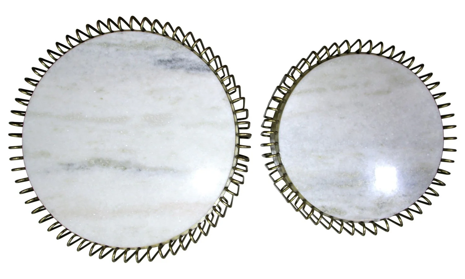 Set 2 tables basses filaires métal, plateau marbre, D70xH34CM/D60xH34CM - SIVAS - Image 11