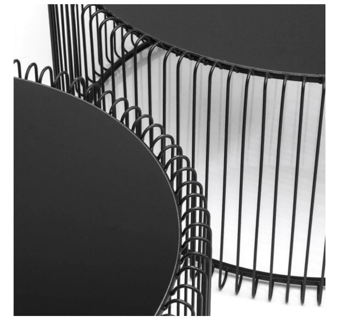 Set 2 tables basses filaires métal, plateau marbre, D70xH34CM/D60xH34CM - SIVAS - Image 18