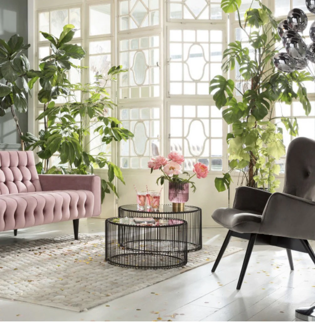 Set 2 tables basses filaires métal, plateau marbre, D70xH34CM/D60xH34CM - SIVAS - Image 19