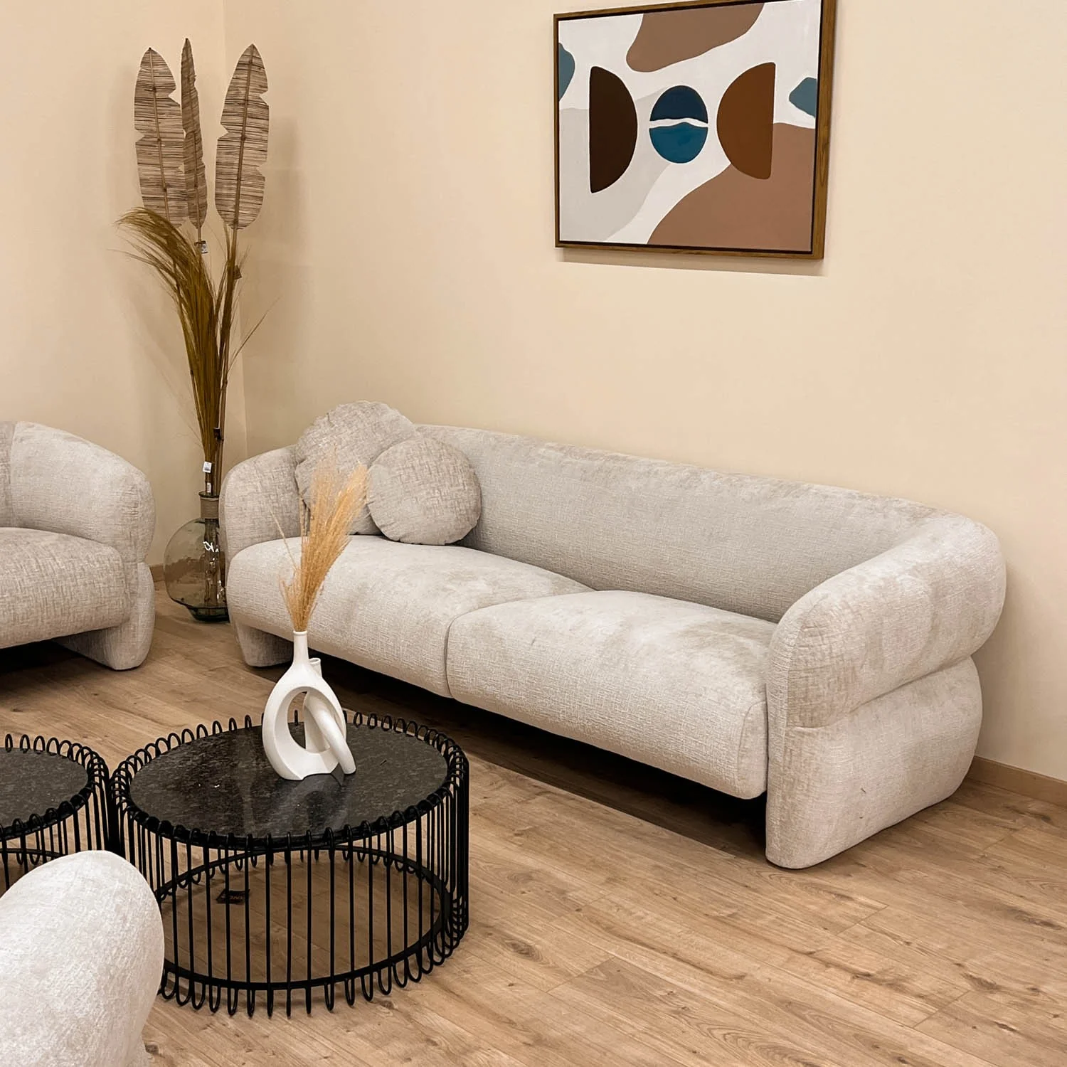 Set 2 tables basses filaires métal, plateau marbre, D70xH34CM/D60xH34CM - SIVAS - Image 27