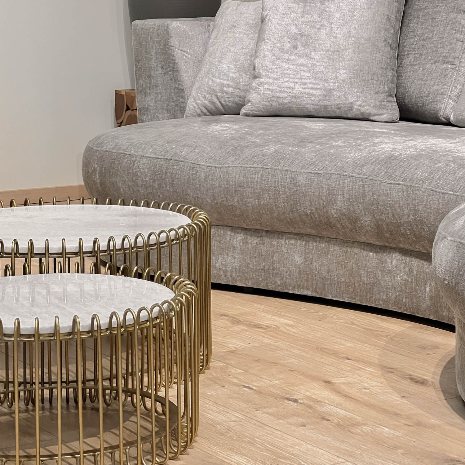 Set 2 tables basses filaires métal, plateau marbre, D70xH34CM/D60xH34CM - SIVAS - Image 39