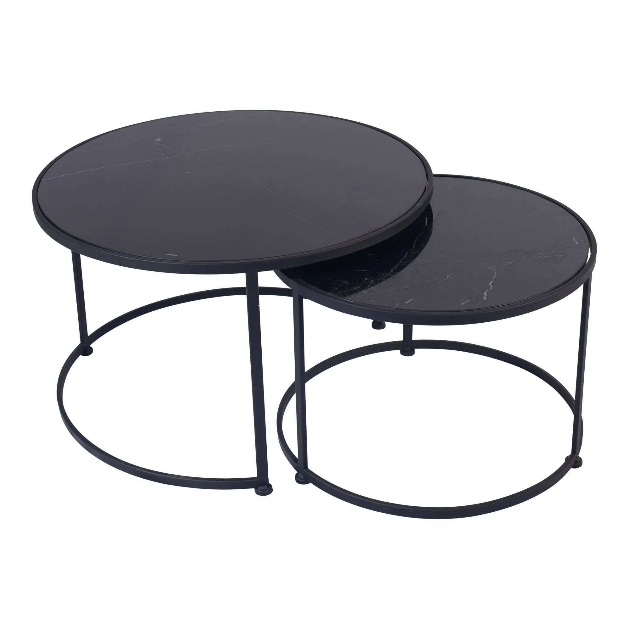 Set 2 tables basses , plateau en vrai marbre - Slawek - Image 6