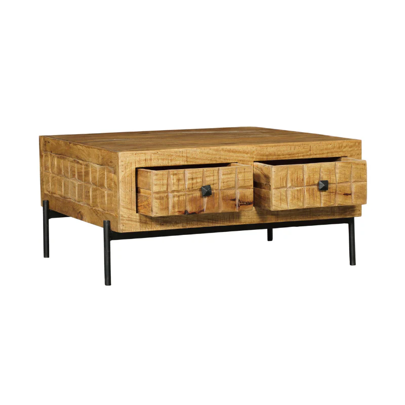 Table basse en bois de manguier, 80×80xH40 cm - MARIA - Image 3