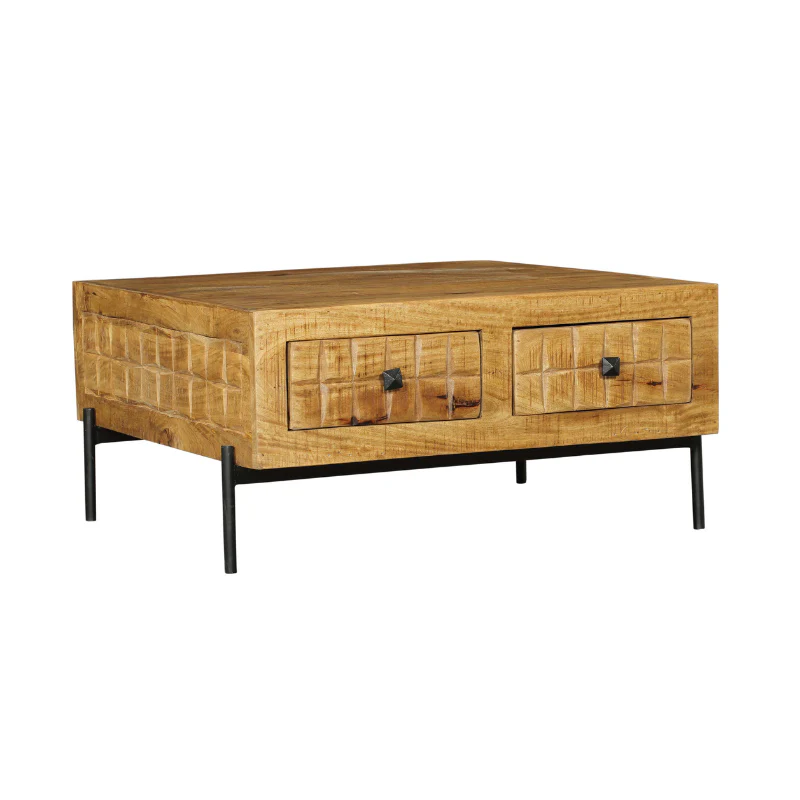 Table basse en bois de manguier, 80×80xH40 cm - MARIA - Image 4