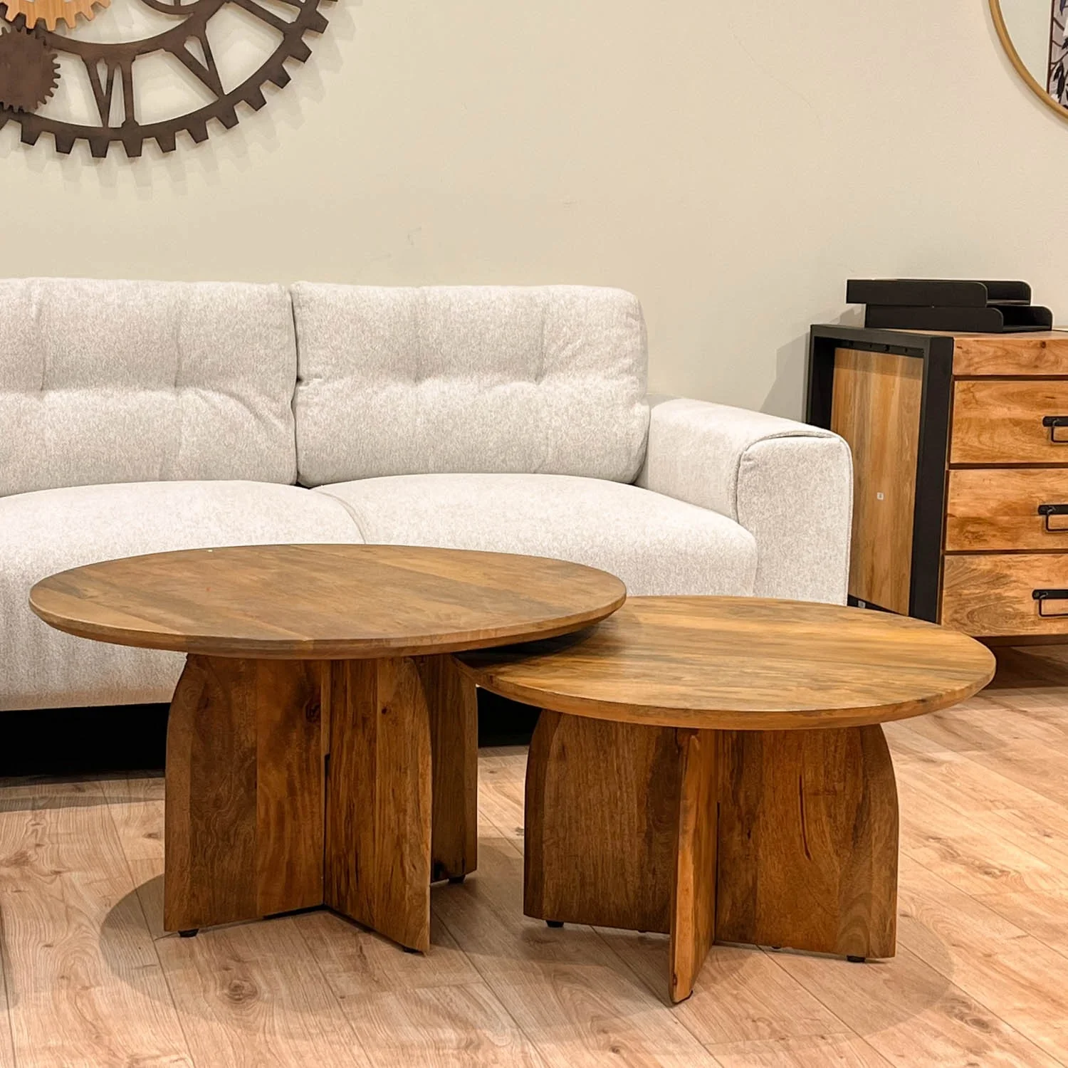 Table basse en bois de manguier, D80xH45 cm - TORONTO - Image 8