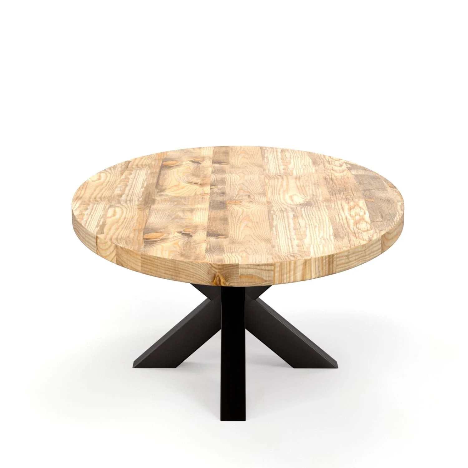 Table basse ovale en bois massif avec pied noir, 130x70xH45cm - FLAVIA - Image 3